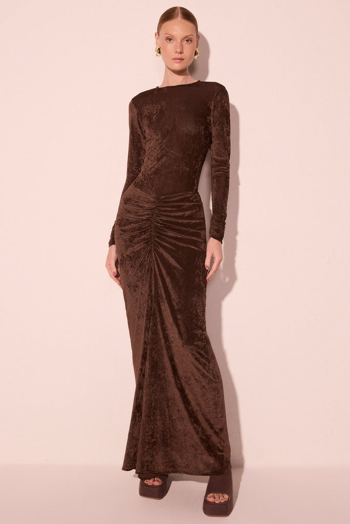 brown woolflower ruched long skirt e6481a2895 - Product item main image