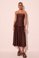 brown rivets detailed long dress e6493a2902