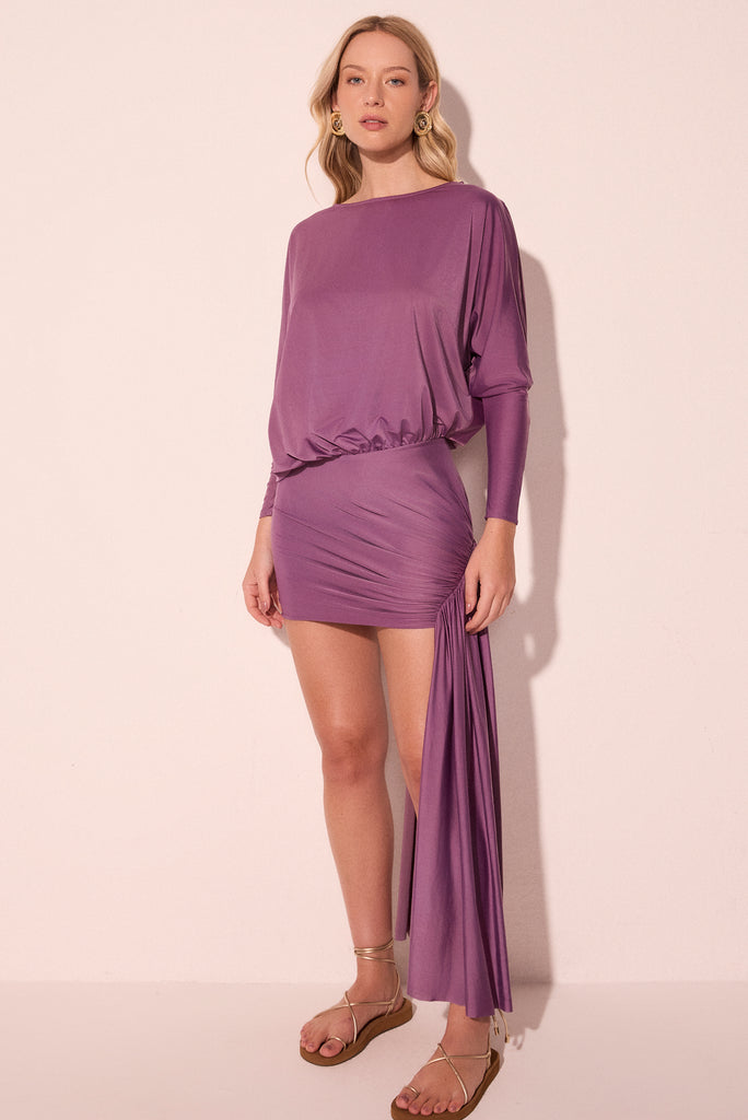 purple bromelia draped short dress e6497a2905 - Product item main image