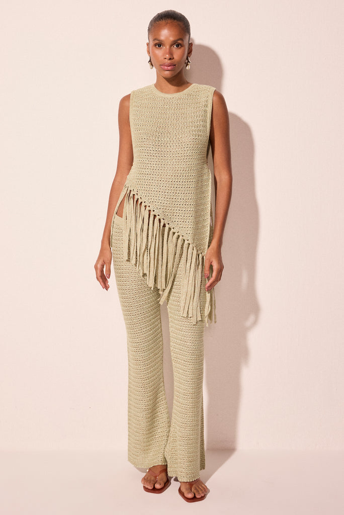 green siren with fringes short tunic e6523a2935