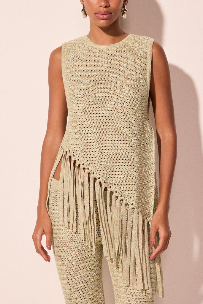 green siren with fringes short tunic e6523a2935