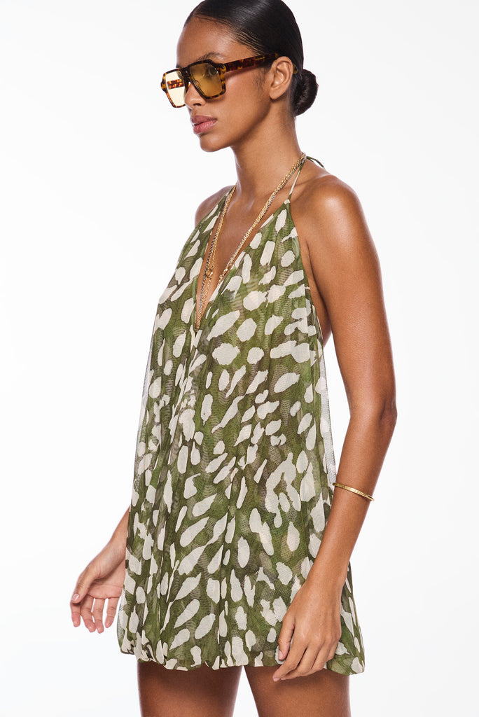 stingray criss crossed halter top short dress e6532a3012