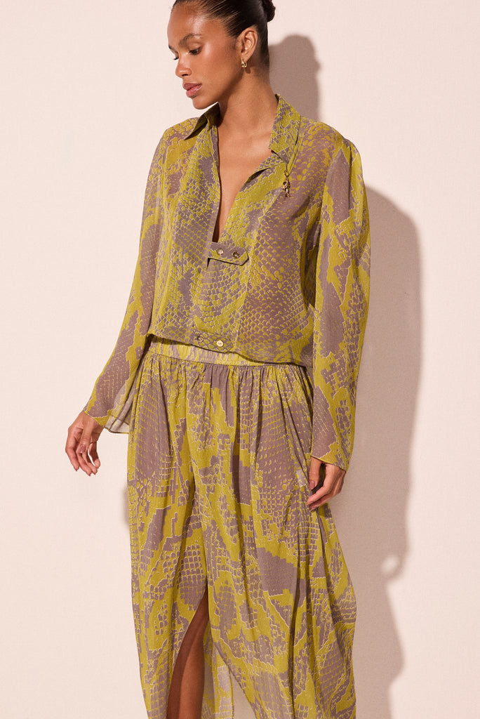 green snake with slits baggy pants e6601a2927