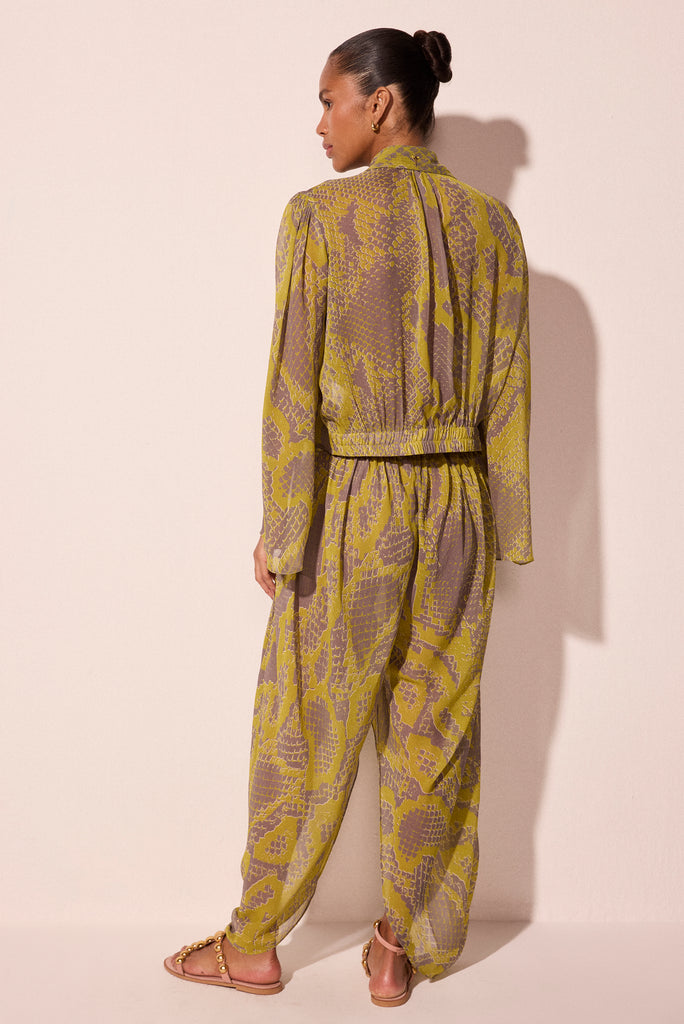 green snake with slits baggy pants e6601a2927