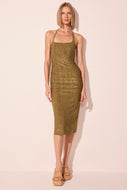 green pelican detailed halter top midi dress e6637a2979