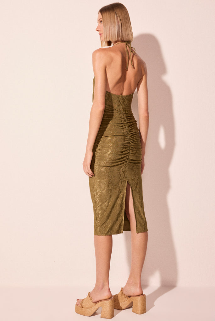 green pelican detailed halter top midi dress e6637a2979