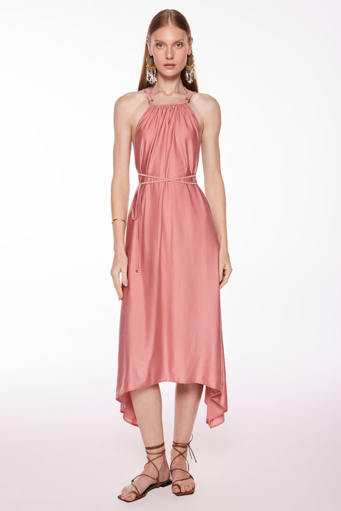 pink paraty with ties midi dress e6647a2995 - Product item main image