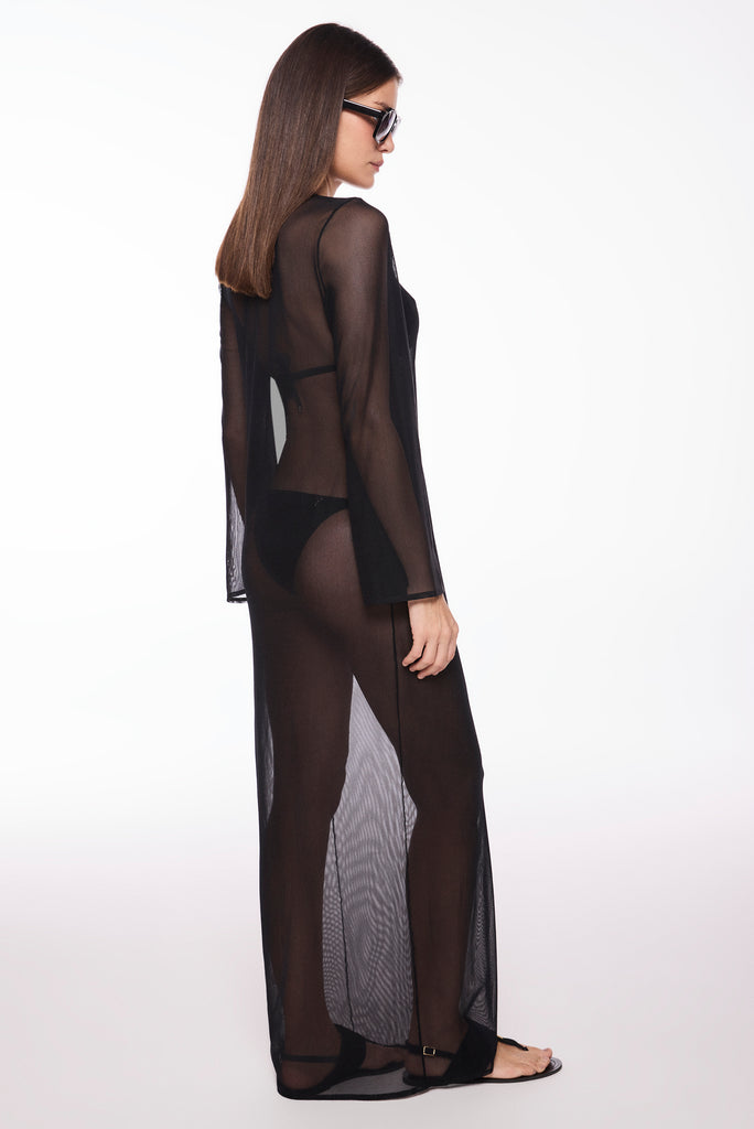 black petra trimmed long dress e6661a2989