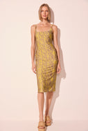 green snake detailed square neckline midi dress e7029a2927