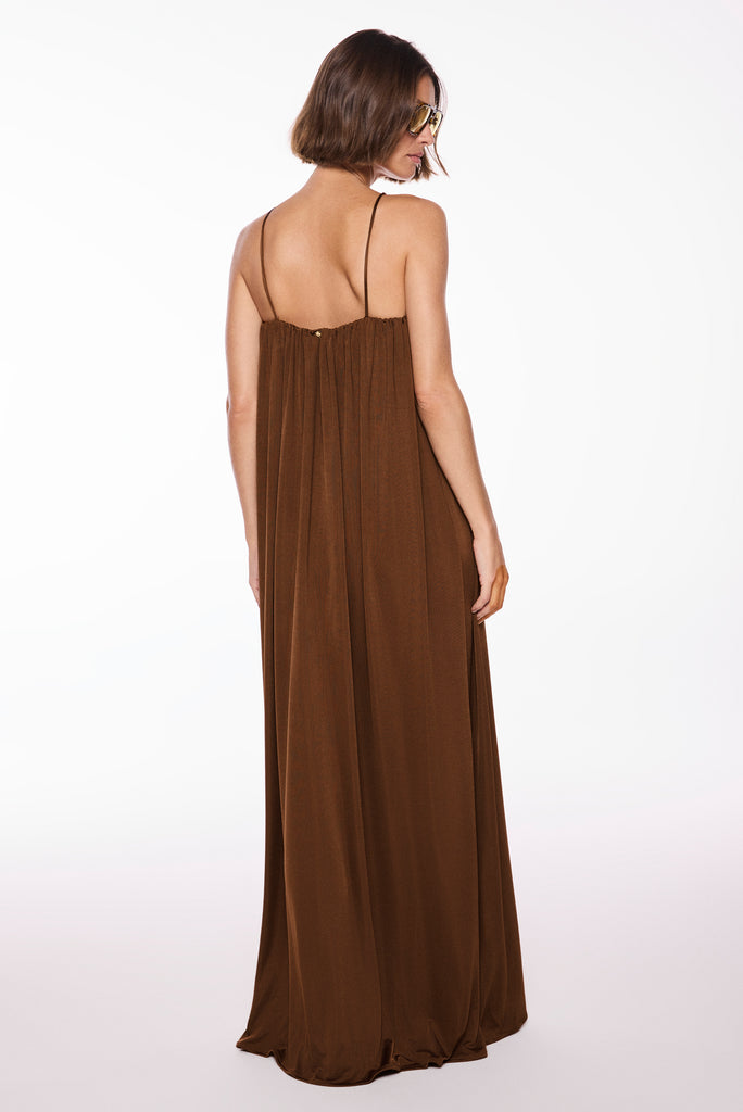 brown amber detailed long dress e7034a3043