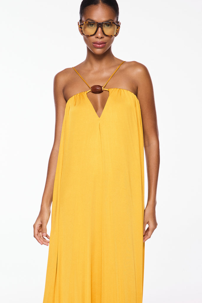 yellow amber detailed long dress e7034a3062