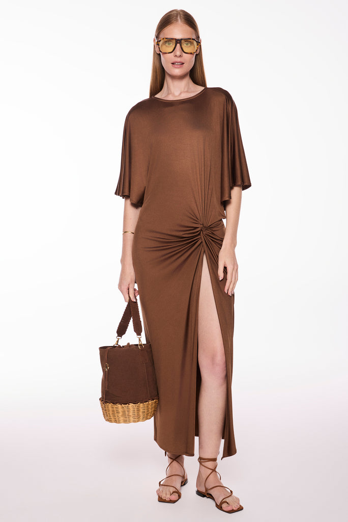 brown amber with slit long dress e7041a3043 - Product item main image