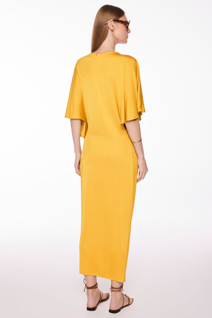 yellow amber with slit long dress e7041a3062