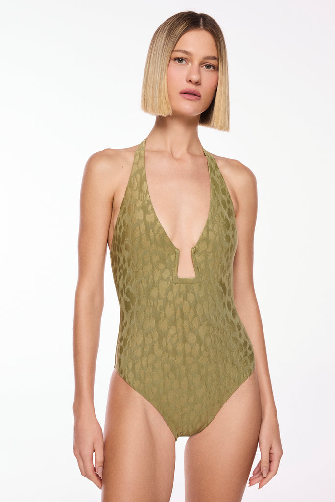 green yarae underwire halterneck one piece m1320a2997