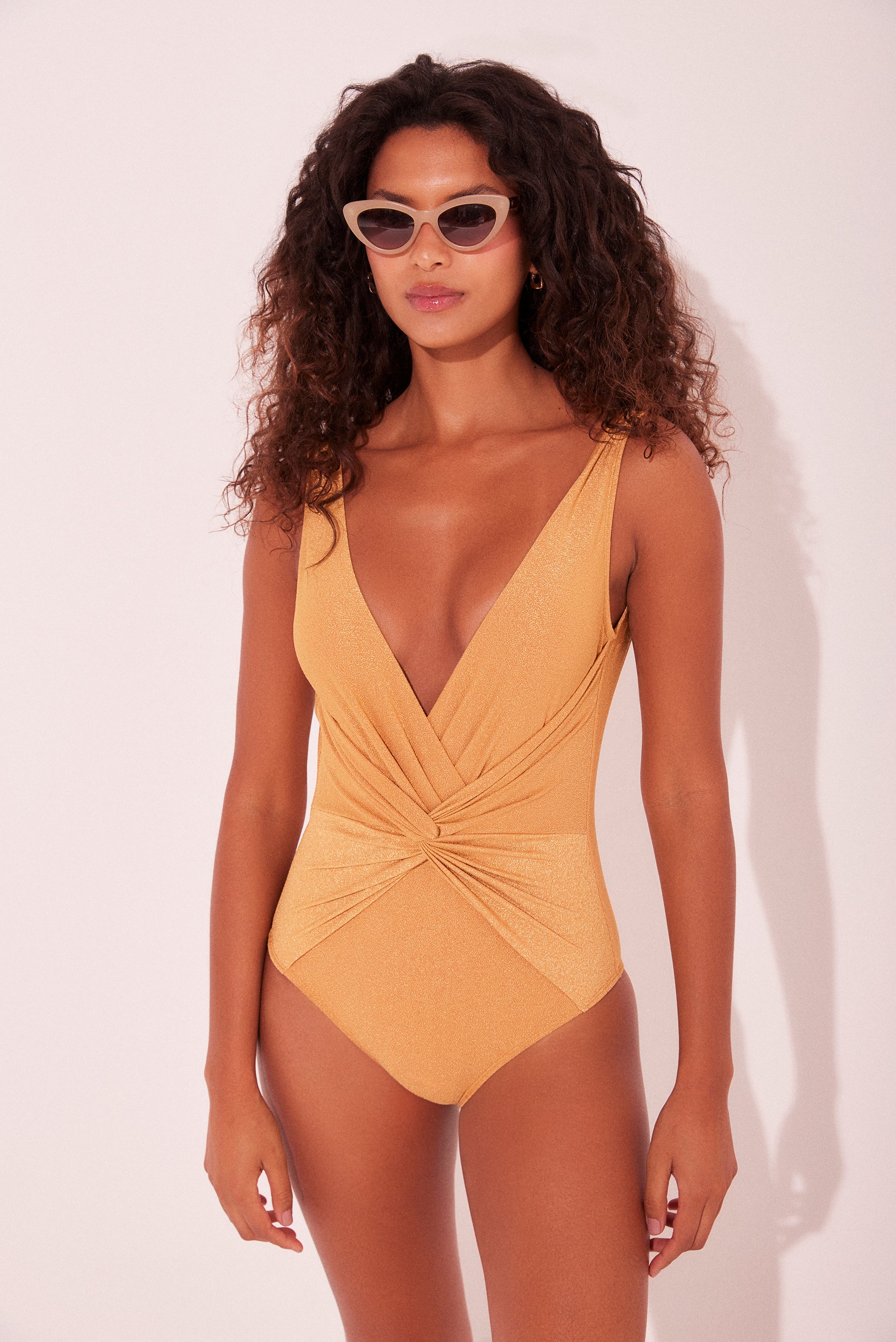 Orange Apricot Criss Crossed With Hoop Strappy One Piece Orange Apricot Criss Crossed With Hoop Strappy One Piece