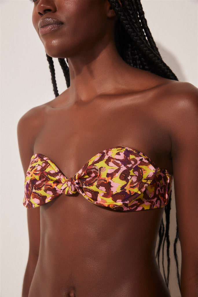 Pineapple Peel Bandeau Bikini Top With Ties S1688B1708