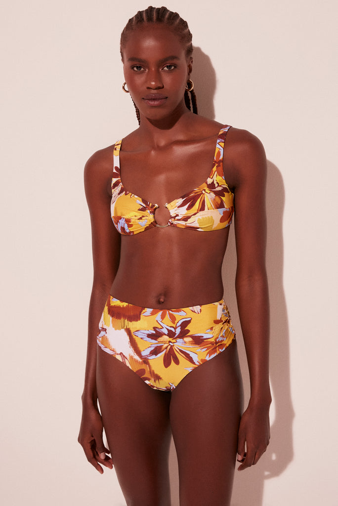 Neon Floral Strappy With Hoops Bikini Top S1815B2033 Agua de Coco