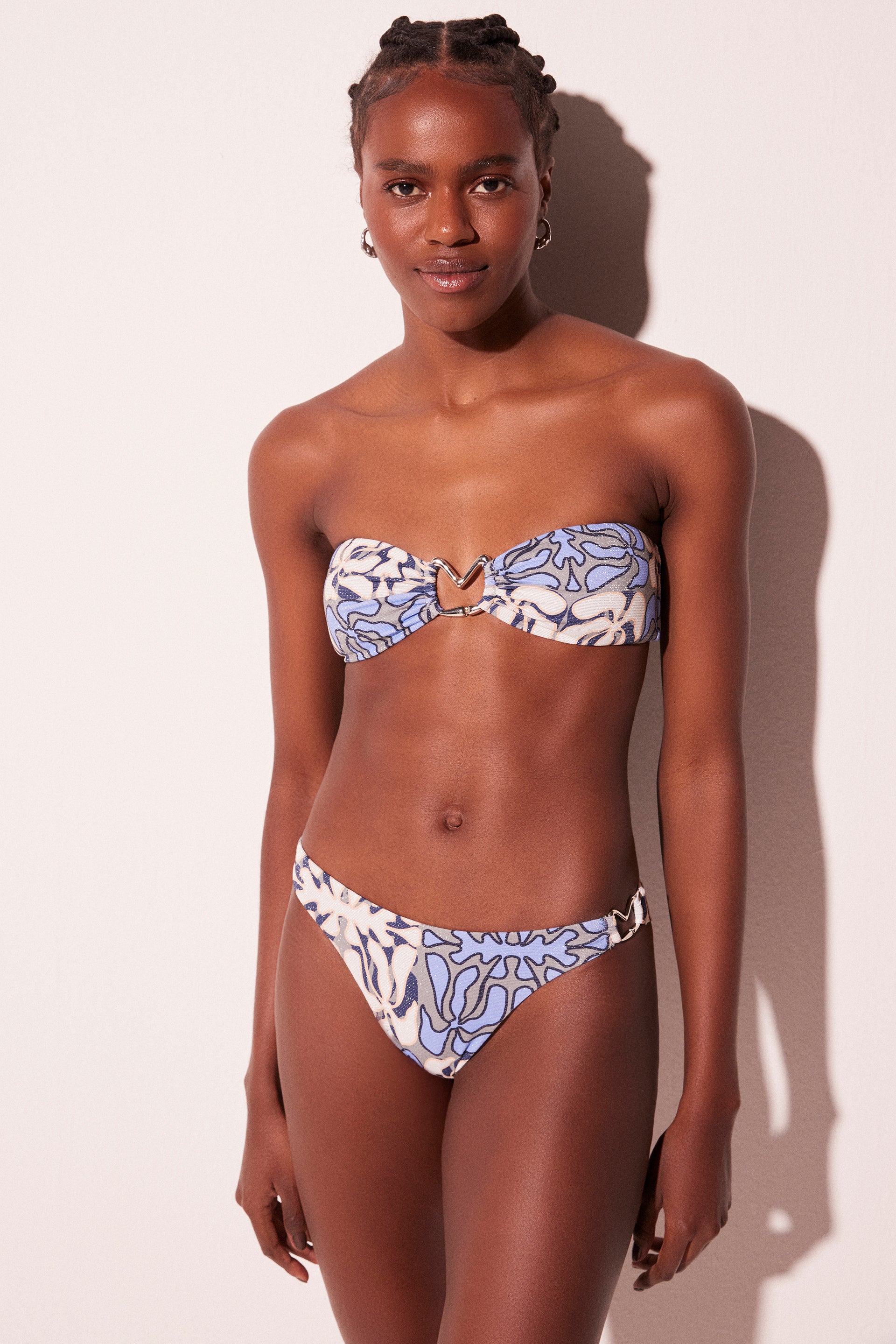 Brushed Palm Tree Detailed Bandeau Bikini Top S2022B2291 Brushed Palm Tree Detailed Bandeau Bikini Top S2022B2291