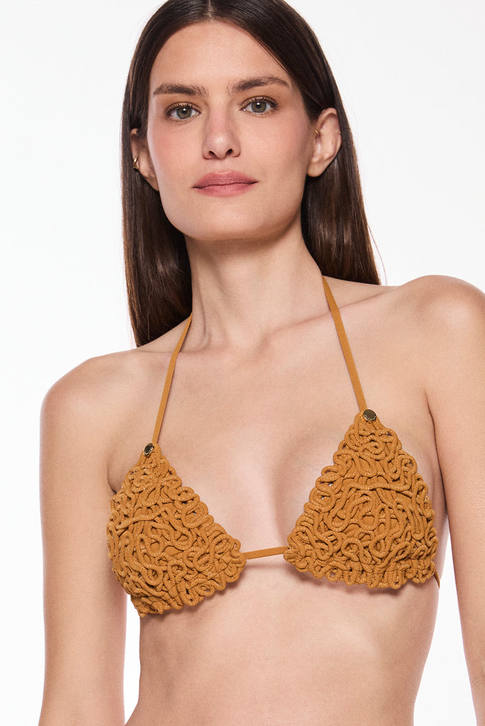 caramel chrysalis detailed triangle bikini top s3071b3060