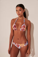 Ikat Color Cris Detailed Long Triangle Bikini Top S367B1943