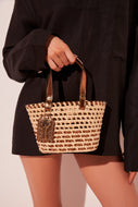 Radiant Accessories Straw With Leather Mini Tote Bag T496A2127