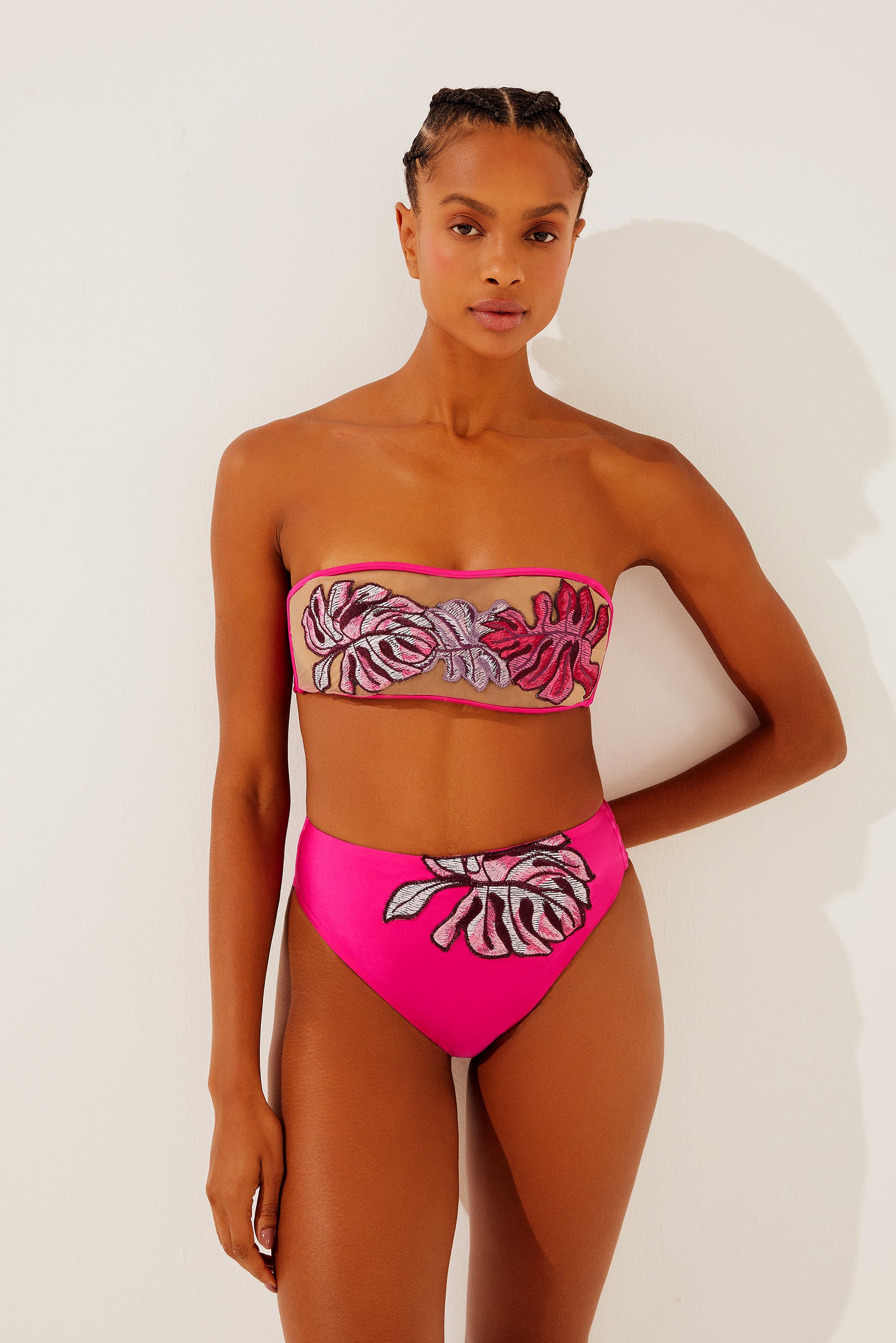 Embroidered Foliage High Waist Bikini Bottom C1249B1265 - Product item main image