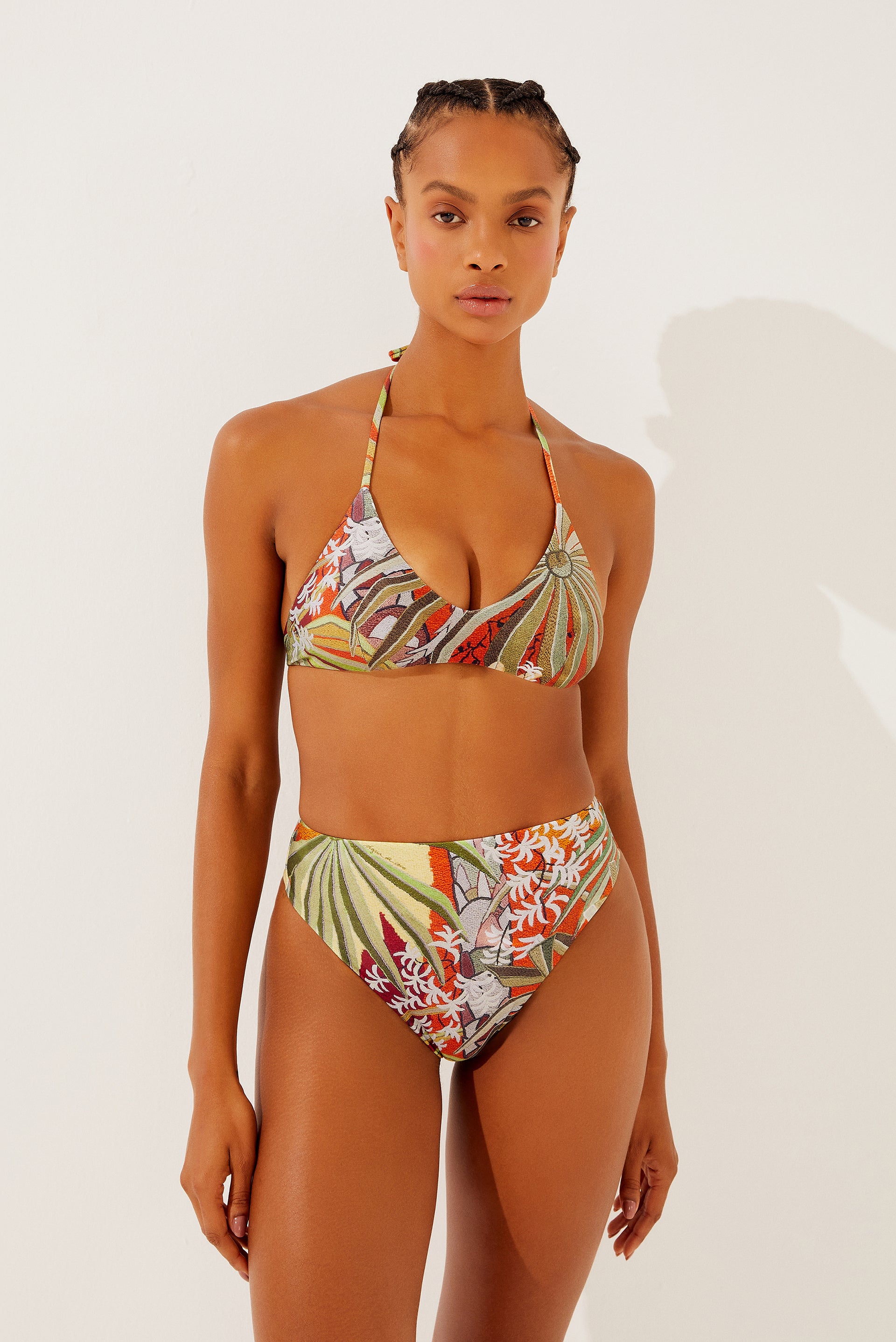 Metallic Long Triangle Bikini Top With Loop S367B1411 – Agua de Coco