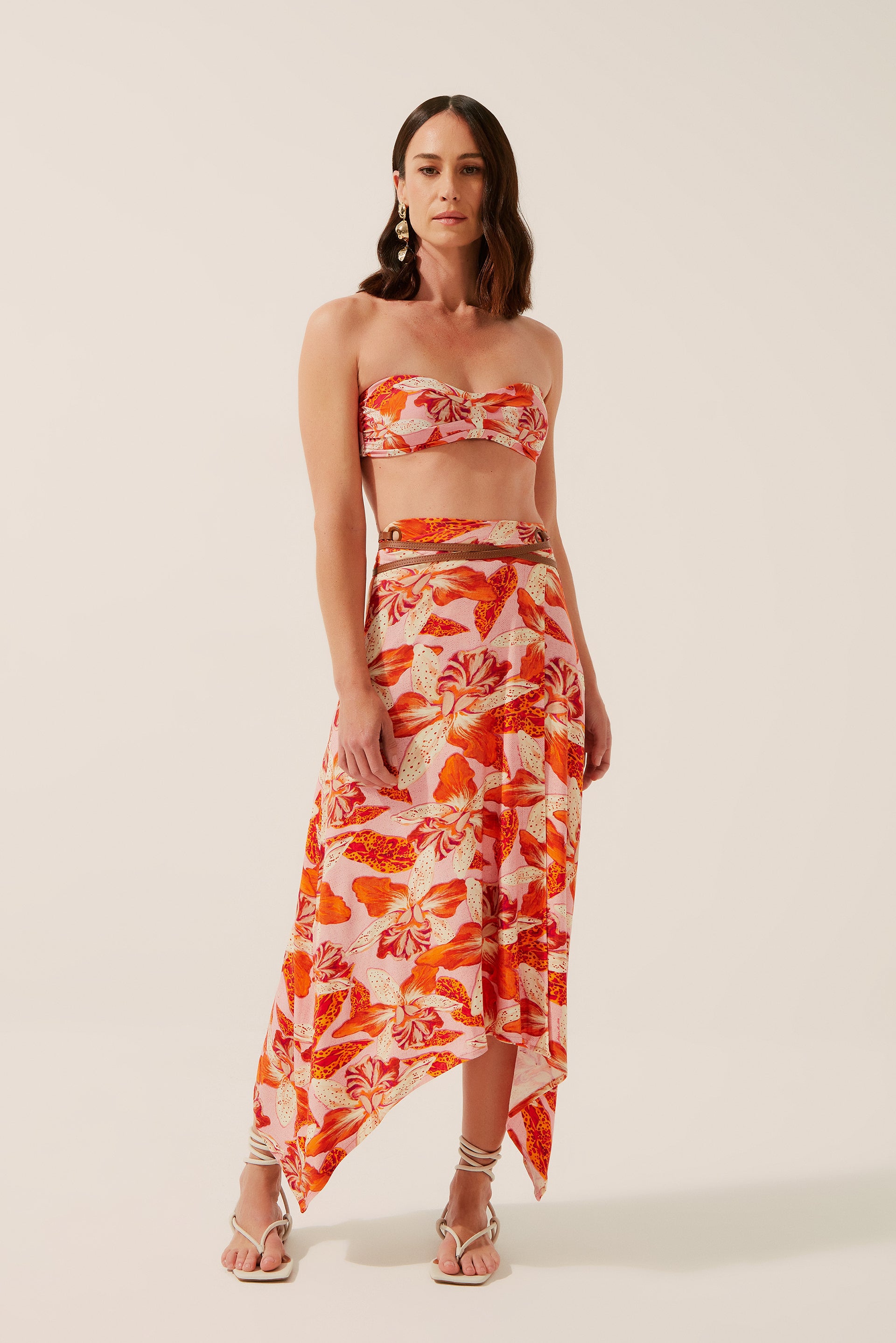Poá Orchid Midi Skirt With Leather Ties E2839A1396 - Product item main image