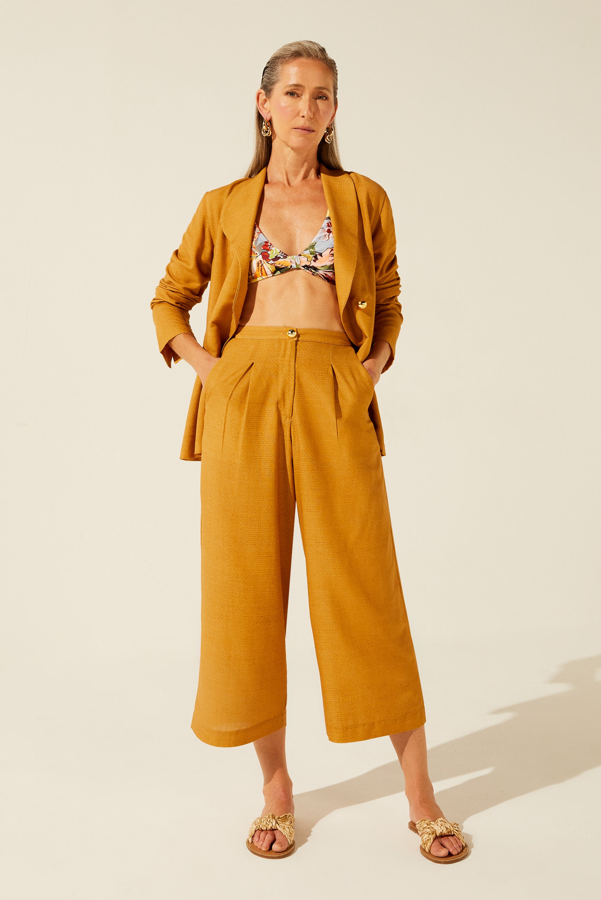 Single Orchid Wide Leg Cropped Pants E4006A1181 - Product item main image