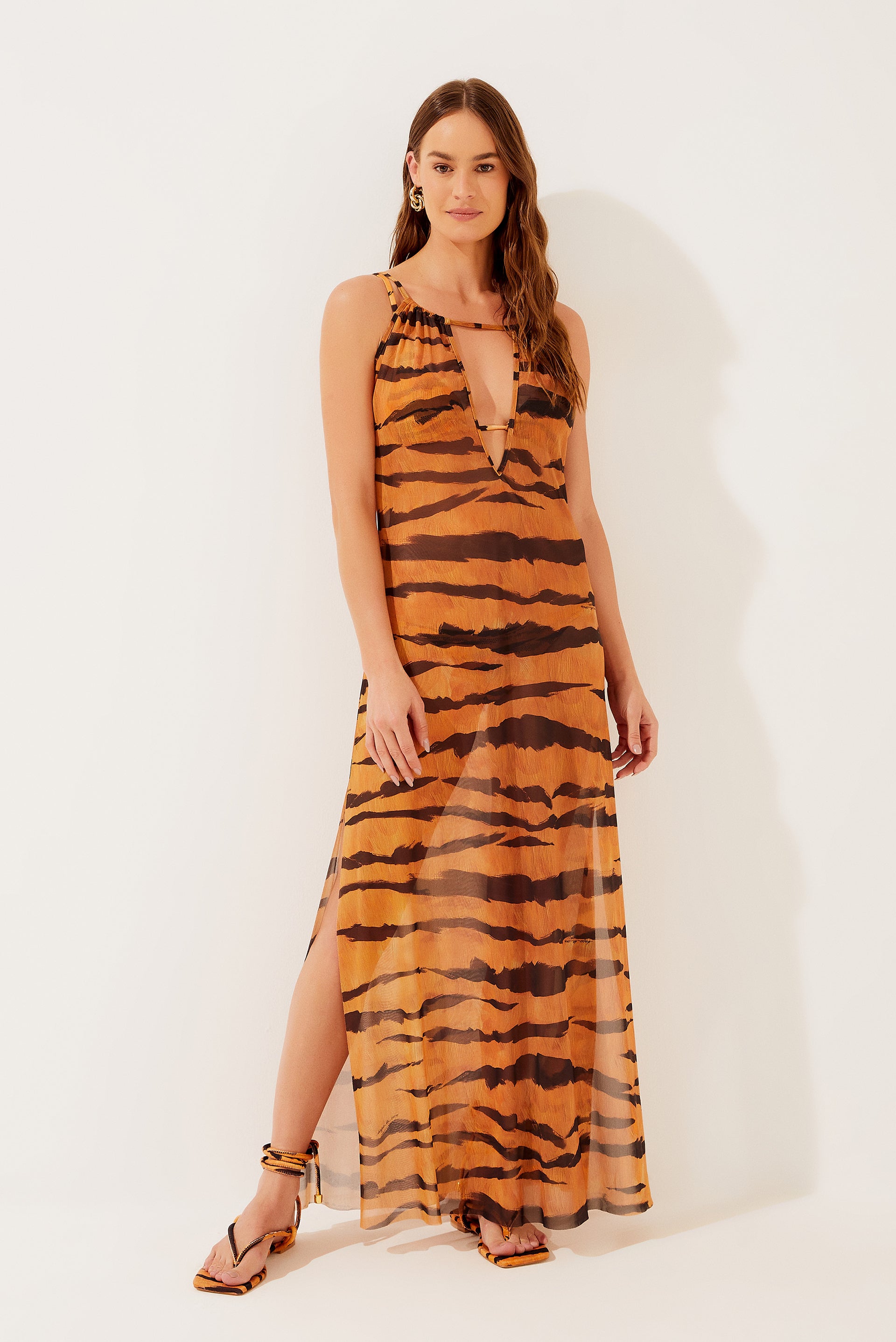 Brindle Long Dress With Slit E4128A1268 - Product item main image