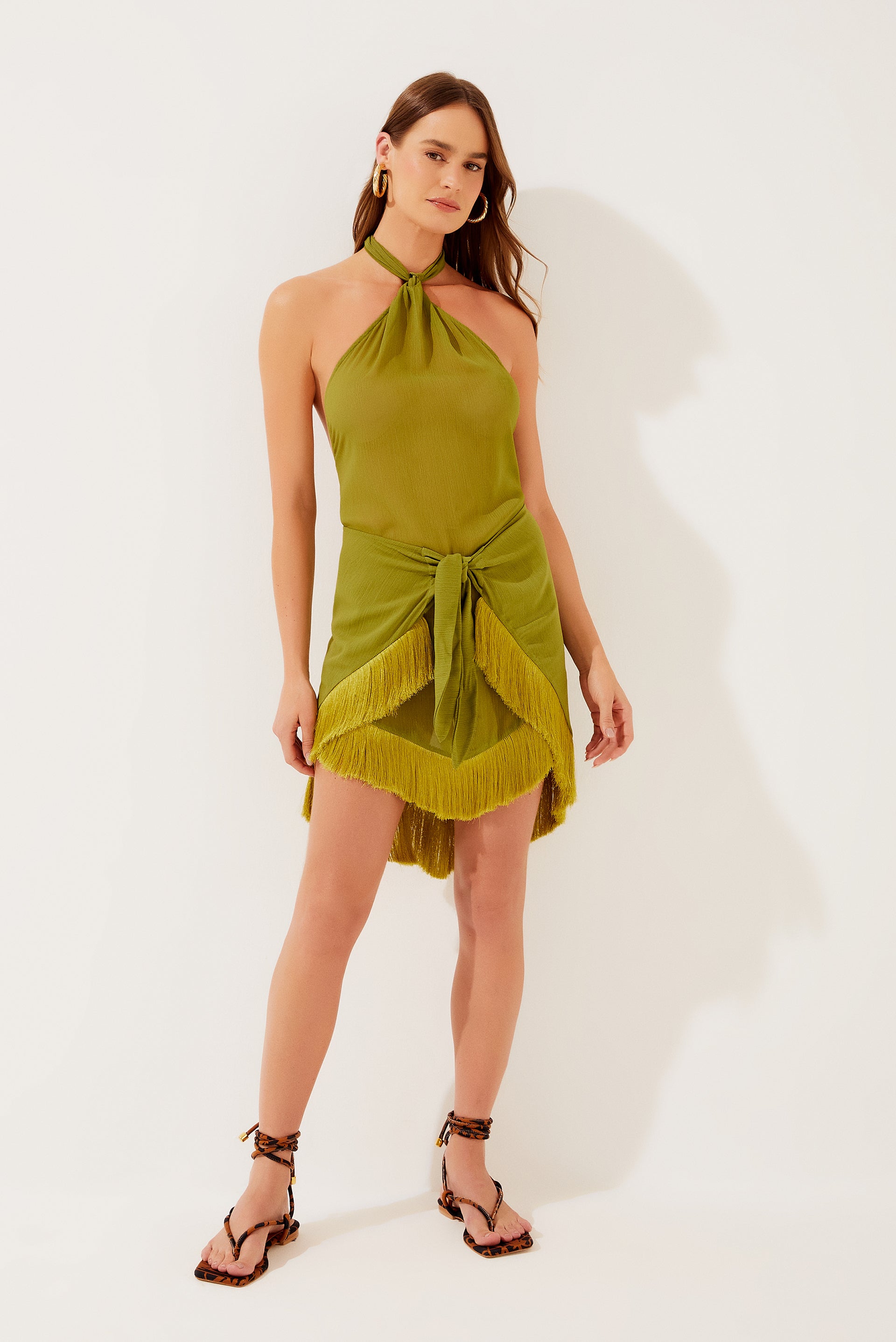 Lemon Fringe Ties Short Dress E4179A1288 - Product item main image
