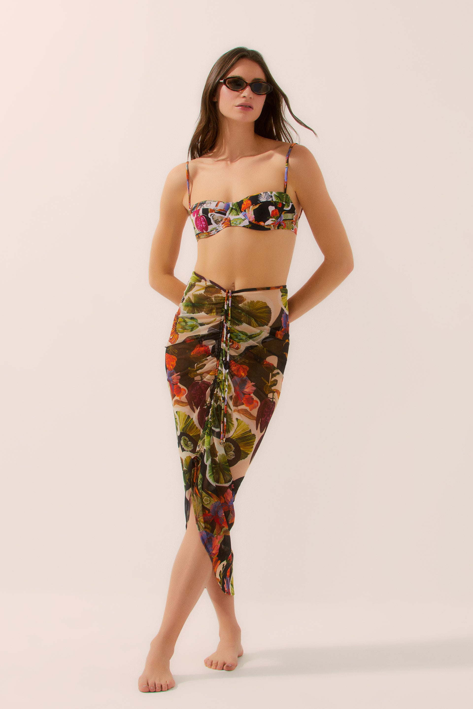 Botanic Collage Draped Midi Skirt E4267A1446 - Product item main image