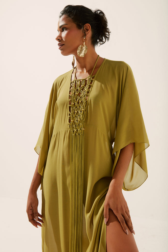 macrame maxi dress 1930s Art Deco Handmade Macrame Maxi Dress