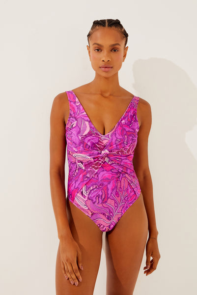 Foliage Crisscrossed Strappy One Piece With Ring M927A1309 – Agua