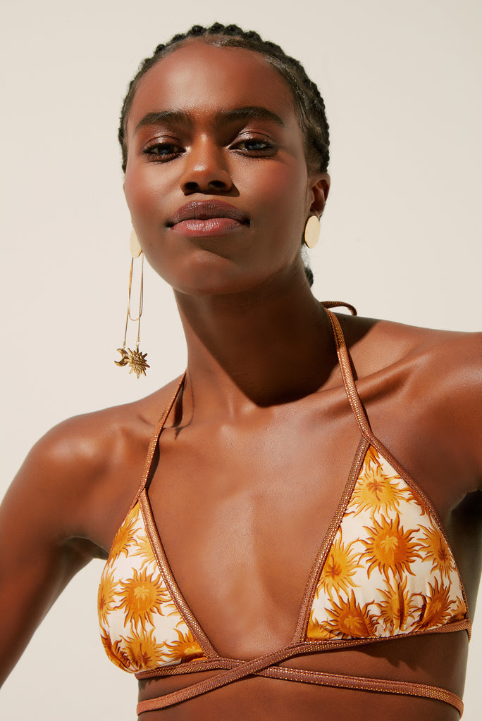 Solar Crisscrossed Strappy Bikini Top With Ties S1499B1348 – Agua de Coco